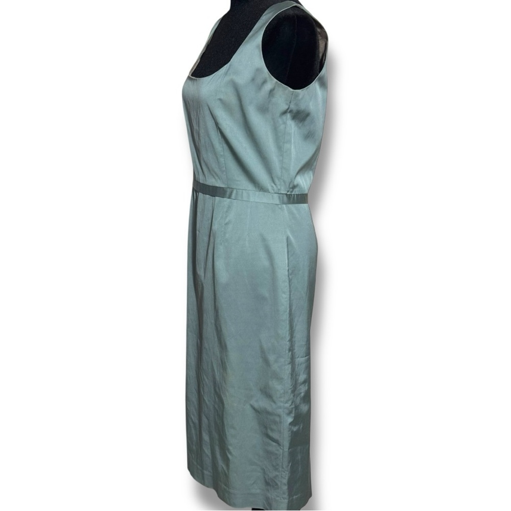 Ann Louise Roswald UK 12 Stylish Light Teal Empire Waist Sleeveless Satin Dress - Picture 4 of 16